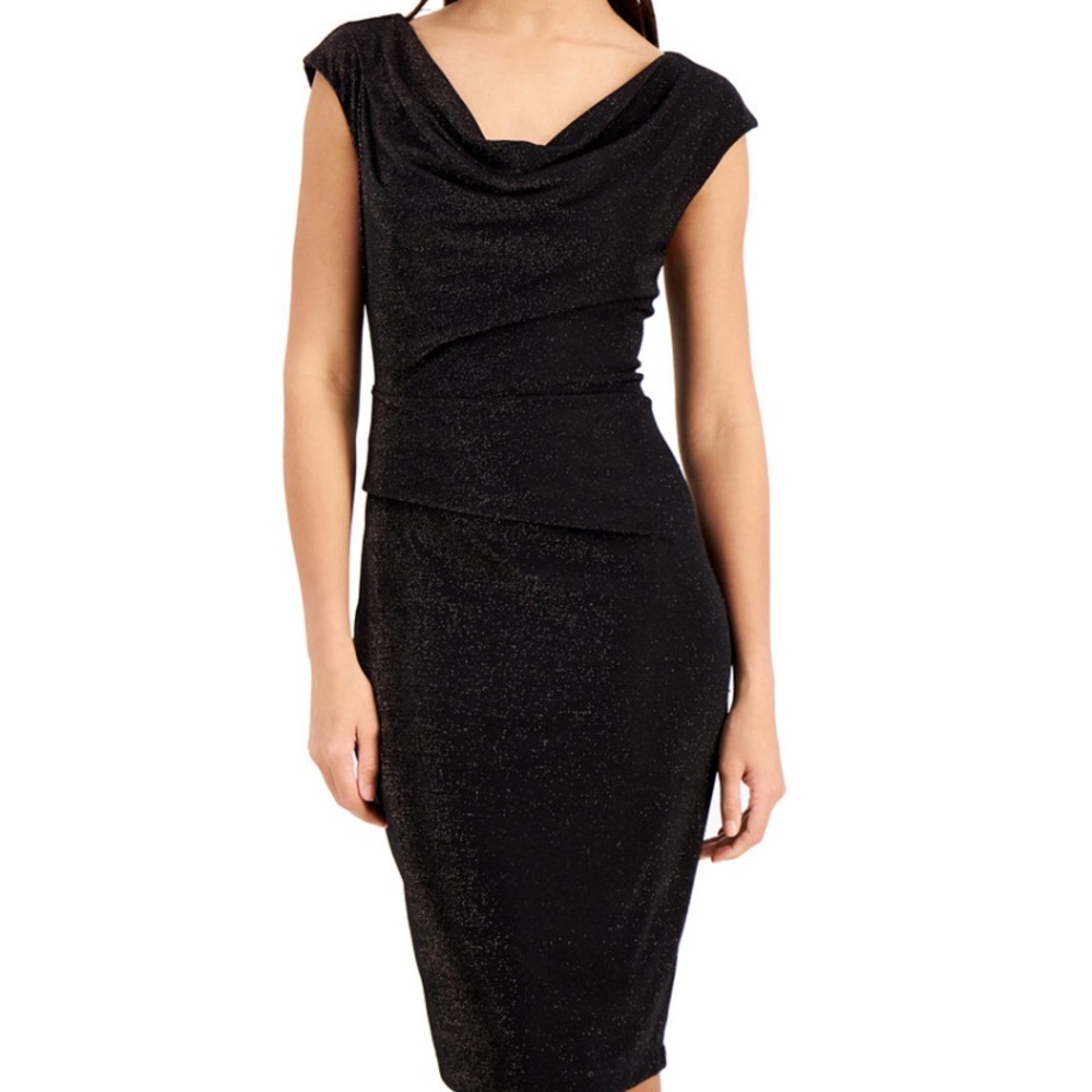Petite Draped-Neck Sheath Dress